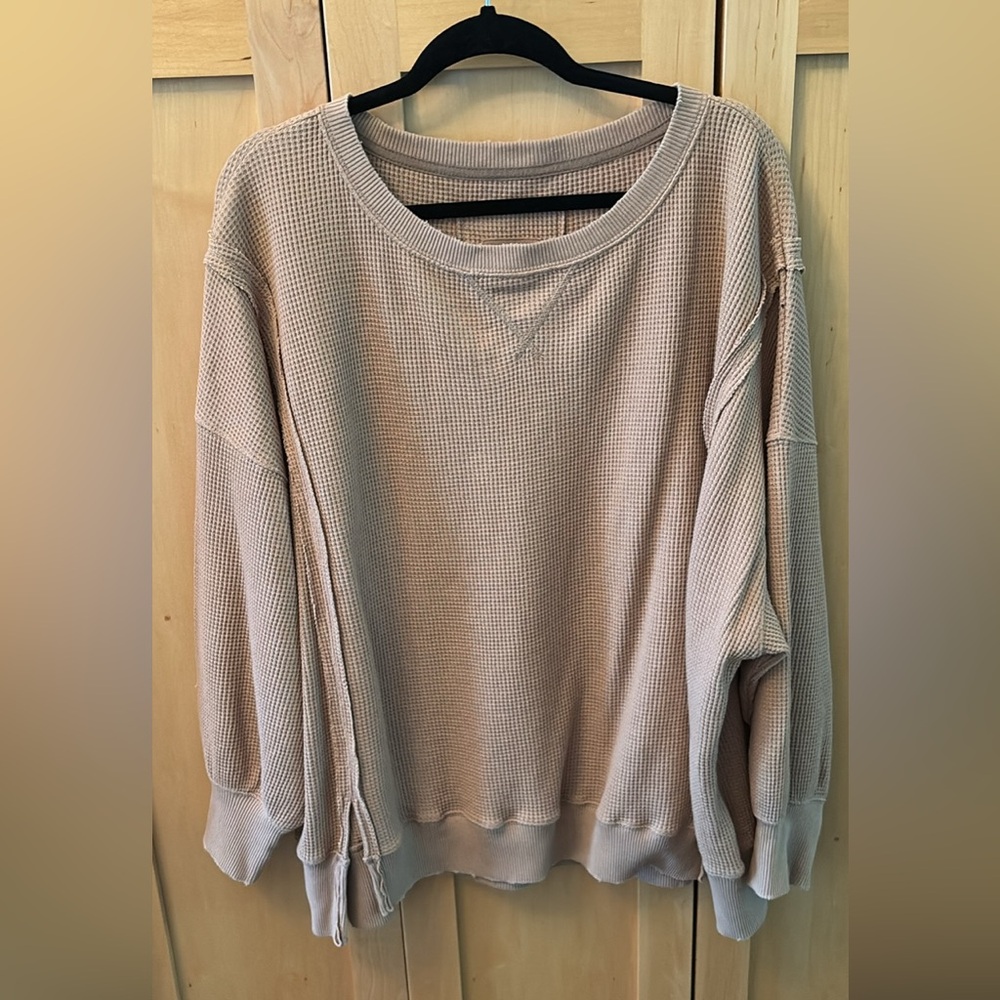 American Eagle Outfitters Cream Waffle Knit Sweater
